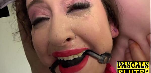  Nasty subslut gagged for spanking and anal destruction